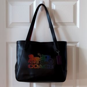 Coach Ombre Embossed Horse and Carriage Leather Tote Black C7221